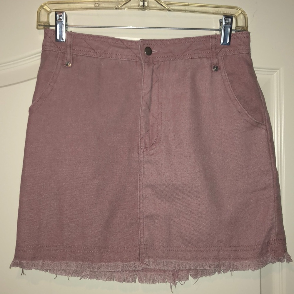 Soft Pink Mini Denim Skirt